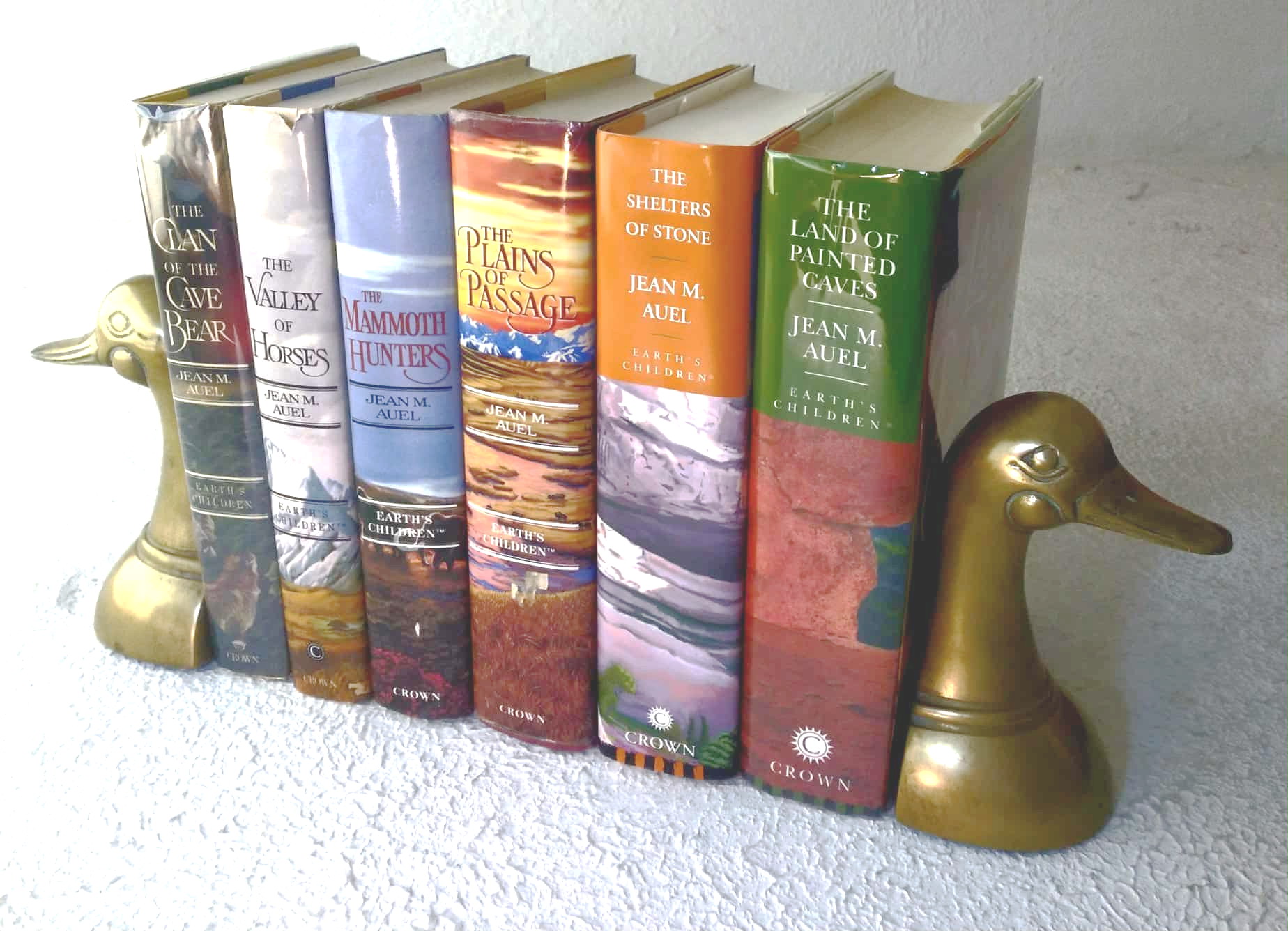 a lot of all six of the six Earth's Children series: Clan of the Cave Bear; Valley of Horses; The Mammoth Hunters; The Plains of Passage; The Shelters of Stone; The Land of Painted Caves