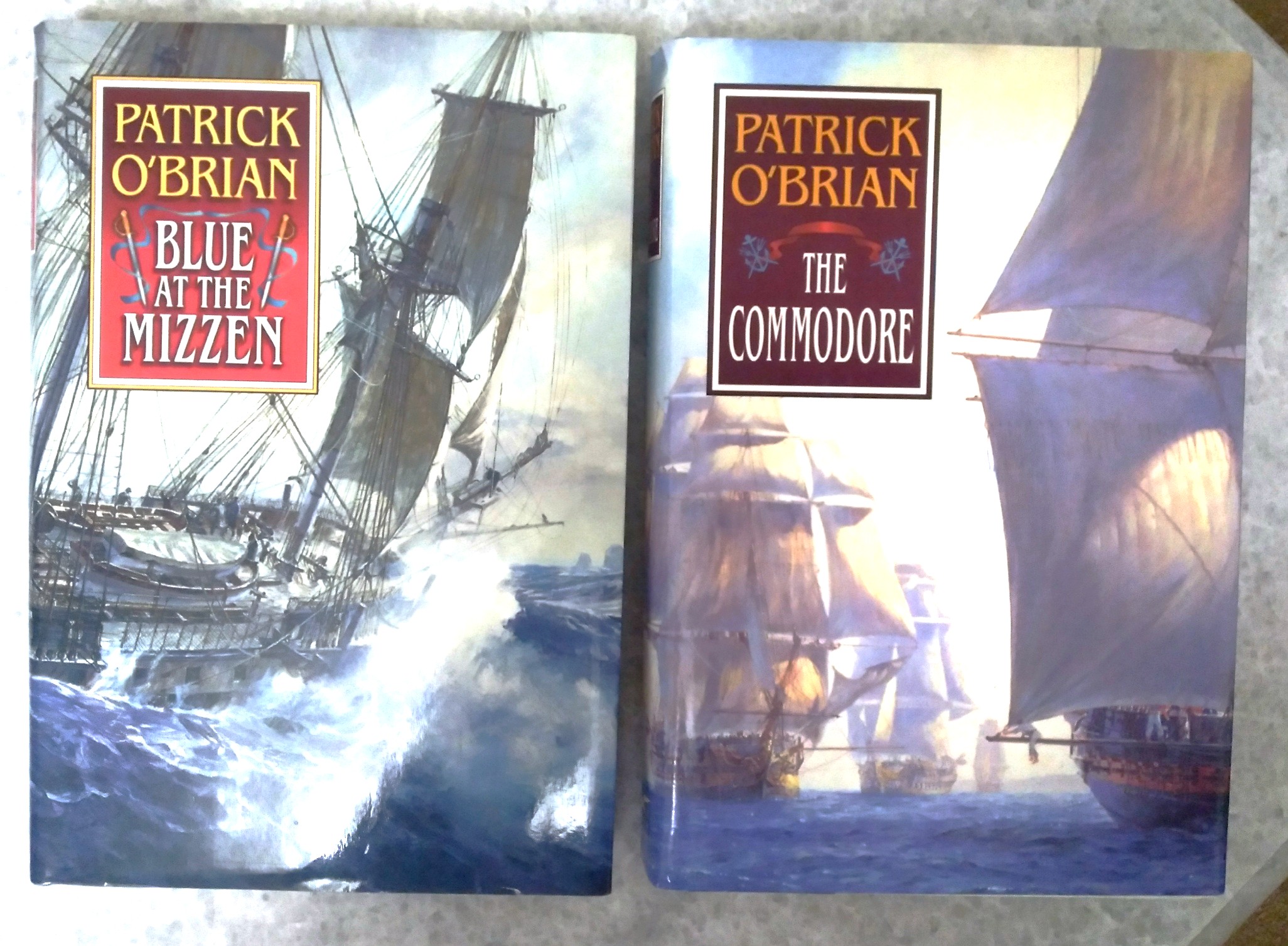 A lot of two (2) Patrick O'Brian novels: Blue at the Mizzen; The Commodore
