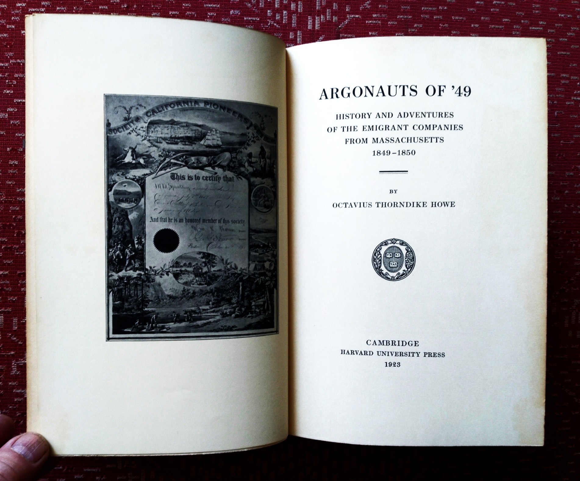 Image for Argonauts of '49, History and Adventures of the Emigrant Companies from Massachusetts 1849 - 1850 Argonauts of '49, History and Adventures of the Emigrant Companies from Massachusetts 1849 - 1850