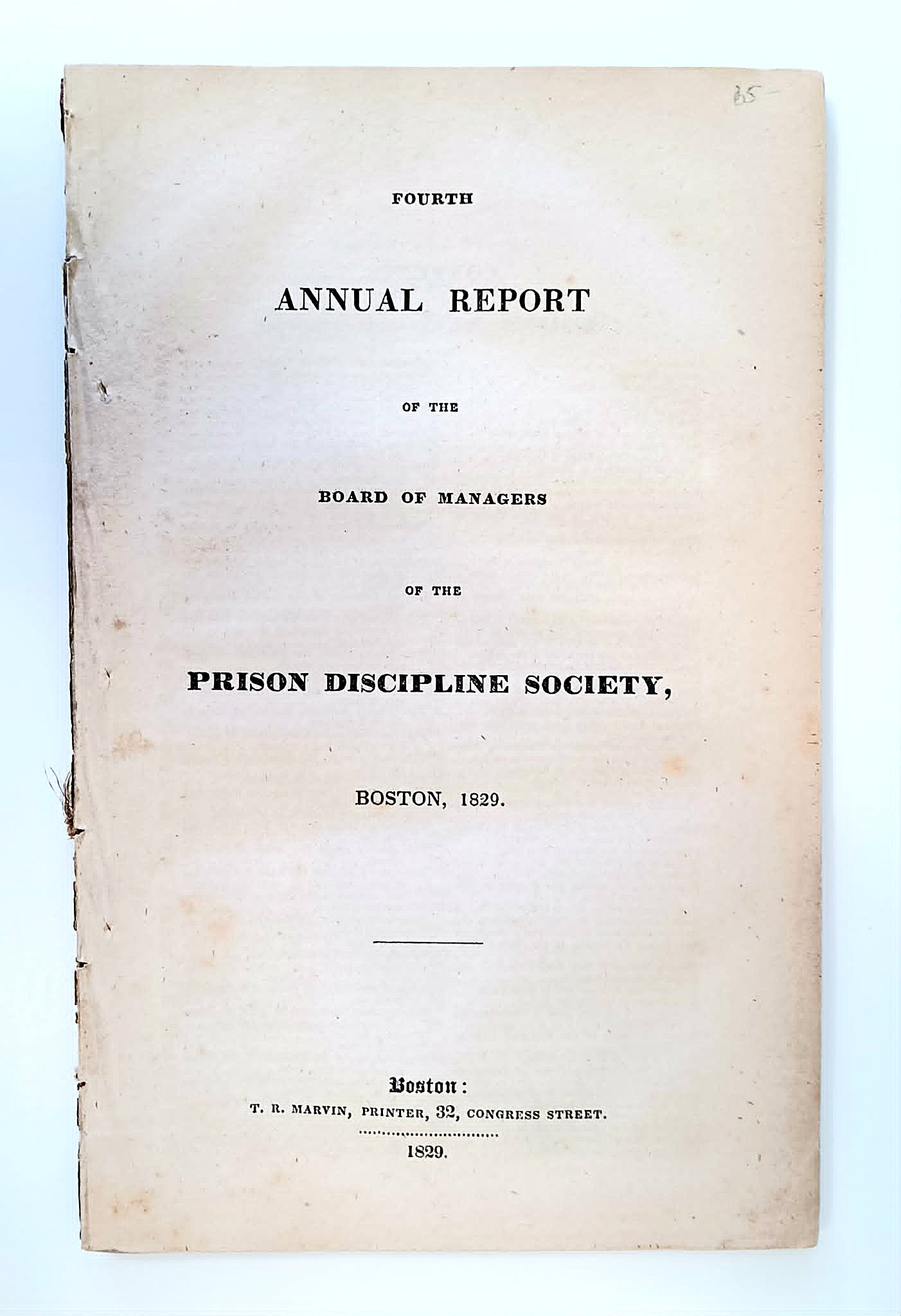 Fourth Annual Report of the Board of Managers of the Prison Discipline Society, Boston, 1829