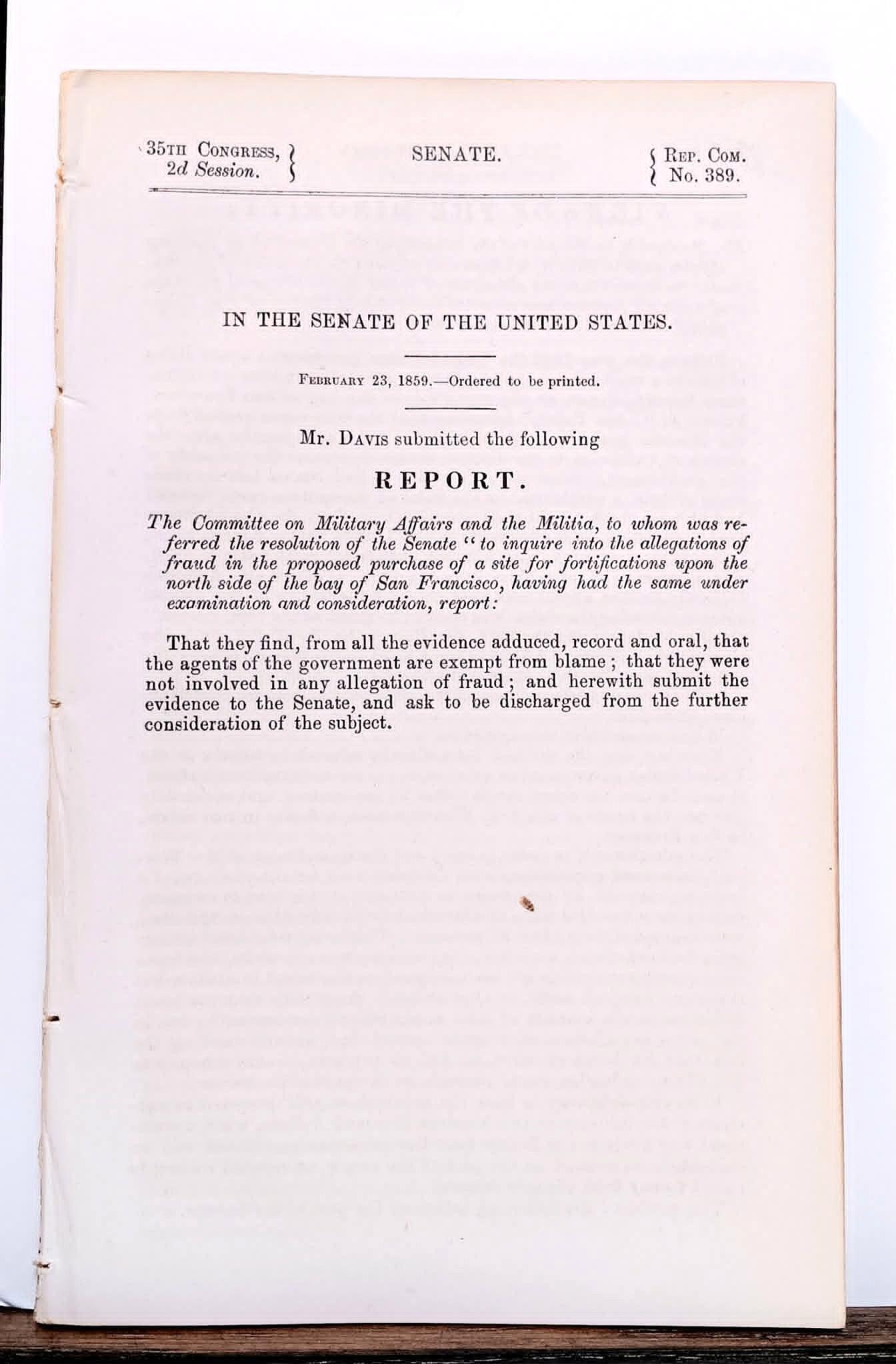 Report From the Committee on Military Affairs and the Militia